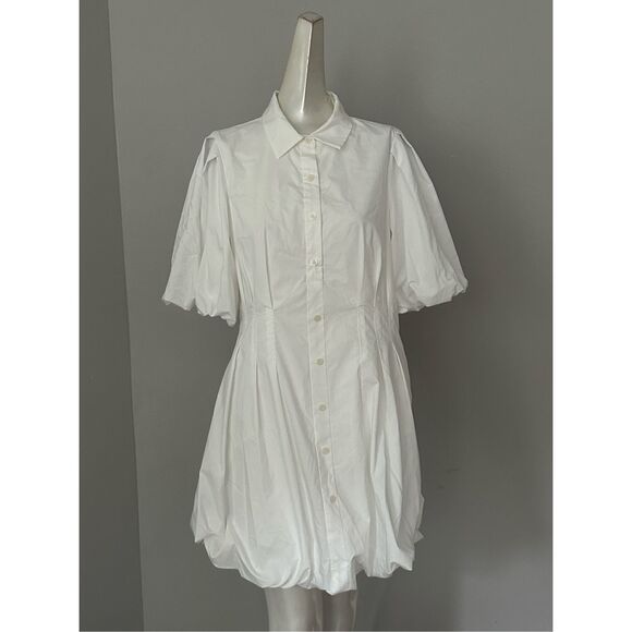 NWT Simkhai Cleo Balloon Pintuck Cotton Poplin Mini Dress White Size US 10 $345 - Picture 5 of 11
